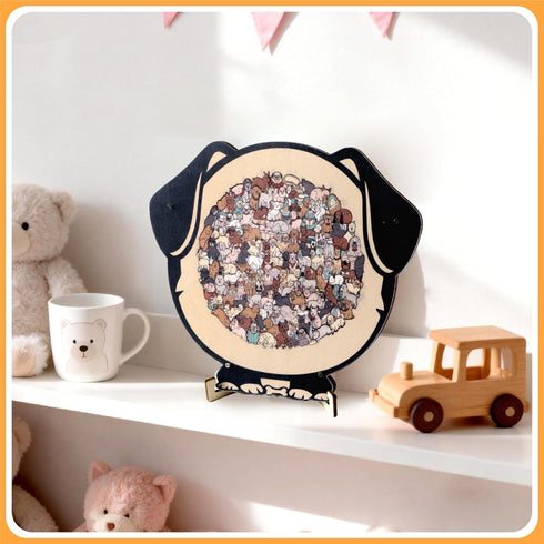 homteka 135-Piece Wooden Jigsaw Puzzle Dog Shaped with Frame & Acrylic Cover - Morandi Colored Adult Wood Puzzle