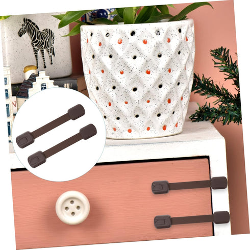4pcs Babyproof Drawer Locks: Childproofing Safety Straps for Cupboard, Oven Door, Dishwasher, Brown Cabinet Locks