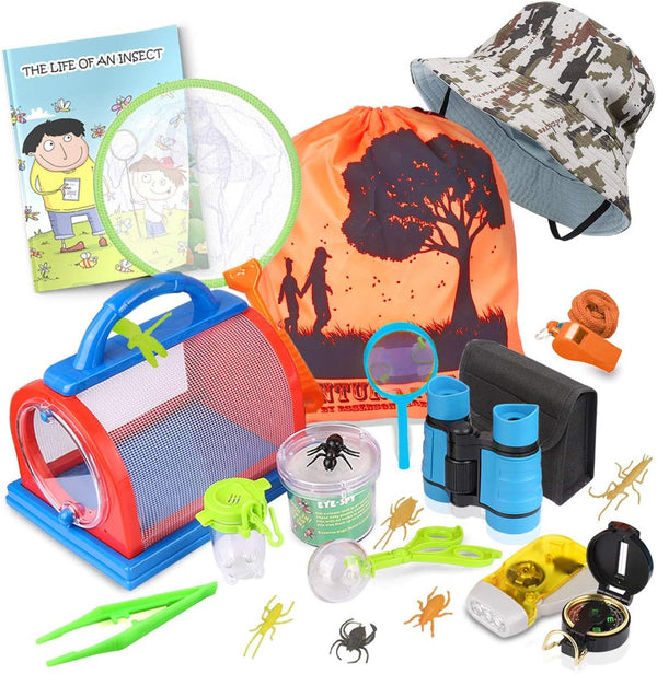 ESSENSON Outdoor Explorer Kit & Bug Catcher Kit with Binoculars, Compass, Magnifying Glass,