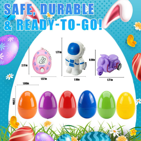 200 SQZUWIT Pcs Prefilled Easter Eggs Filled with Toys Inside for Kids Boys Girls Pre-filled Easter Hunt Basket