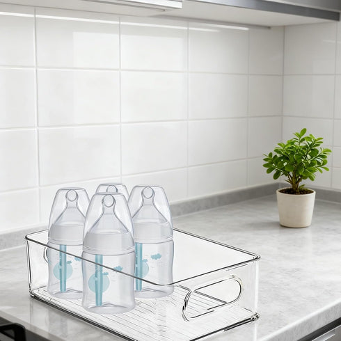 Gttyowyin 2-Piece Baby Bottle Organizer, Plastic Storage Center for Kitchen Cabinet, for Baby Bottles and Food Jars