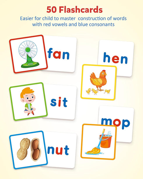 Coogam CVC Sight Words Magnetic Letters Flashcards, Short Vowel Spelling Game for Preschool Kids Learning Supplies