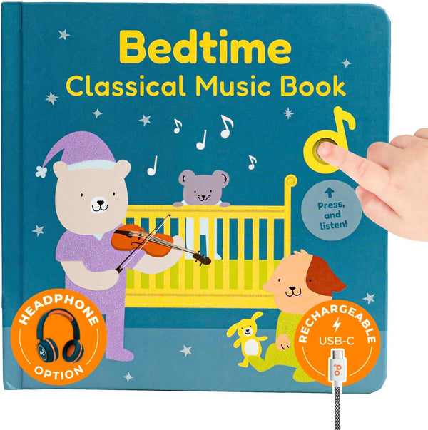 Cali's Books Bedtime Musical Book for Babies and Toddlers 1-3, USB-C Rechargeable,