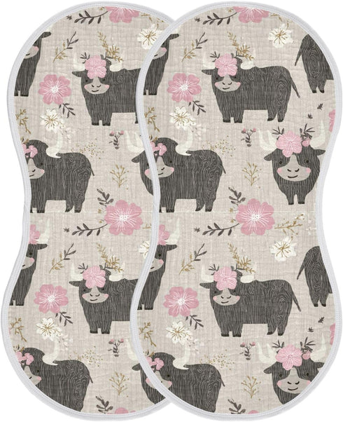 decor gift 4 Pack 22x11in Cotton Burp Cloths Baby Easy Care Naughty Wooden Bison Gray washcloths for Gender Neutral
