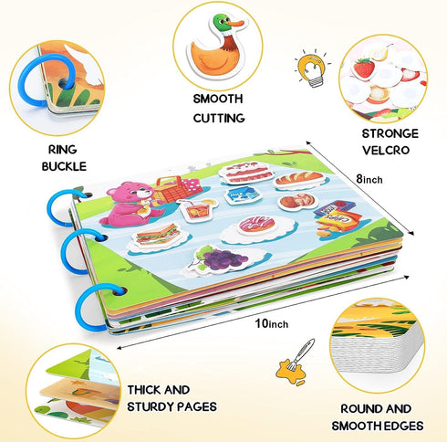 Montessori Busy Book for Toddlers, Educational Toys with 12 Themes, Learning Activities Gift for 1-4 Year Olds