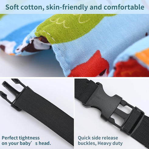 Luckyiren Head Support for Baby Car Seat, Straps with Pillow Support Band, Neck Relief Headrest for Stroller, Slumber