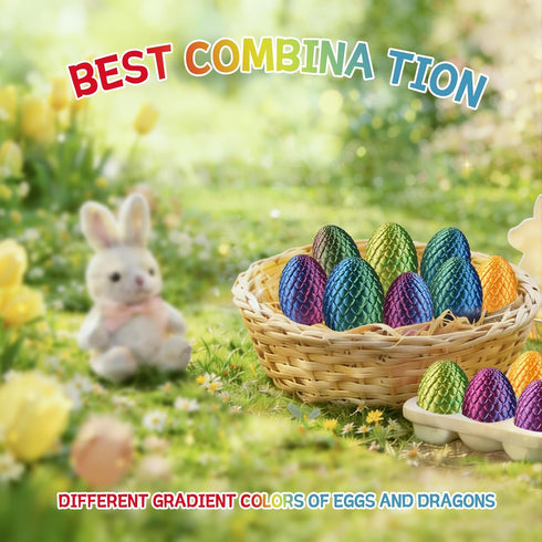 HASTRIDE 4PCS 3D Set 3D 3D Printed Dragon Eggs Small Printing Crystal Articulated Dragons in Surprise Eggs Unique