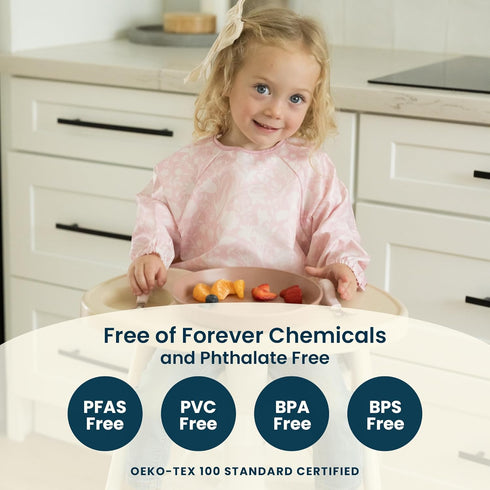 2-4Y) Tiny Twinkle Long Sleeve Bib for Babies & Toddlers | Waterproof Smock Bib for Eating | Machine Washable