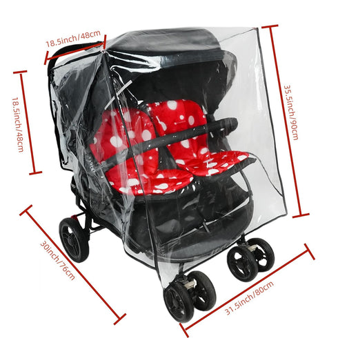 Ezkindheit Double Stroller Rain Cover - Universal Fit Weather Shield for Side by Side Baby Stroller, Waterproof