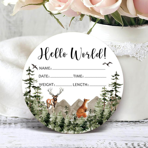 Yuzioey Birth Stat Sign for Newborn, Adventure Awaits Baby Announcement, Mountain Hello World Name Sign for Hospital