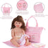 5 Set, BABESIDE Pcs Baby Doll Diaper Bag Cute Cat Patterns Baby Doll Accessories with Pink Dolls Diaper Bag Changing