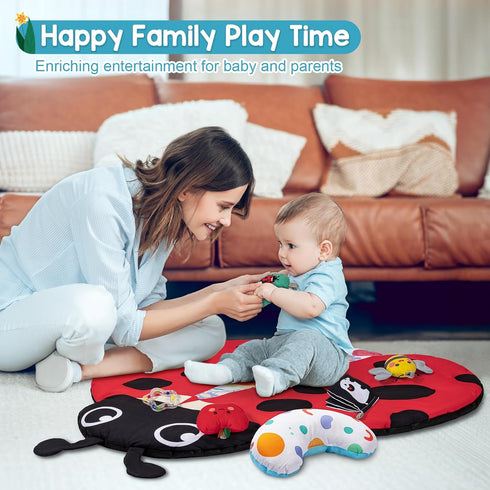 8-in-1 Tummy 6 0-3-6-9-12 Jyusmile Baby Play Gym Mat, Time Mat with Toys, Washable Baby Activity Mat for Visual