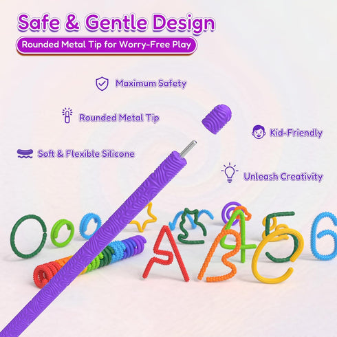 AFUDO (8 Silicone Sensory Sticks for Kids Adults, Textured Flexible Fidget Sticks Toys for Autism ADHD, Classroom