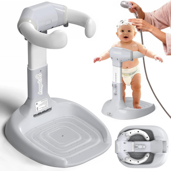 SteelSuperb Foldable Baby Shower Stand, Toddler Shower Stand with Anti-Slip Base & Anti-Pinch