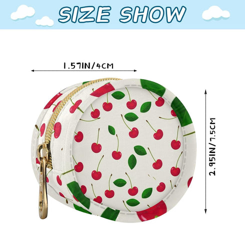 Red Cherries Round Pacifier Storage Case with Zipper, Portable Pacifier Case for Travel, Diaper Bag & Purse, Pacifier