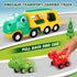 TOY Life Toddler Car Toy - Dinosaur Transport Carrier Truck with 4 Pull Back Dinosaur Cars for Ages 1+
