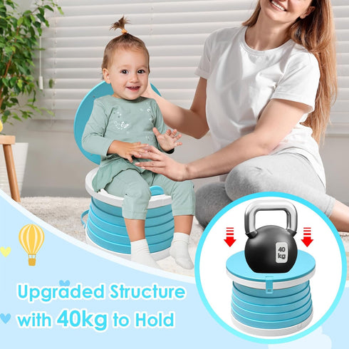 2026 30 Upgraded Portable Potty Chair for Toddlers with Splash-Proof Design, Foldable Travel Potty with Bag & Refills