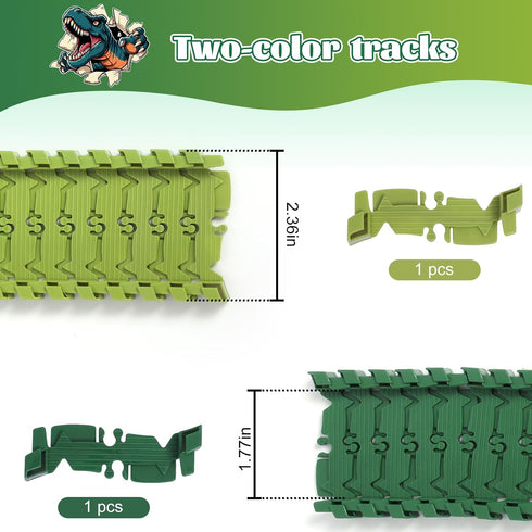 96 Set 3-5 5-7, FUNBUD Pieces Dinosaur Track Expansion for Kids - Birthday Gift for Boys Ages Compatible with Most Dino