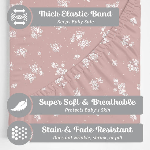 2-Pack Baby Changing Pad Cover for Girls (Antique Rose) - Premium Fitted Sheets Baby Diaper Changing Table Cover