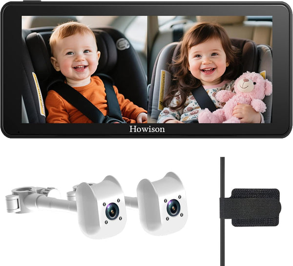 Howison 6.86'' Dual Car Camera Baby Monitor, 1080P Baby Car Camera with IR