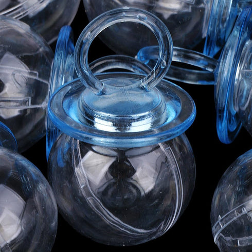 Milageto Pack 12 of Fillable Candy Bottles Pacifier Shaped Baby Favors Blue/Pink, Blue