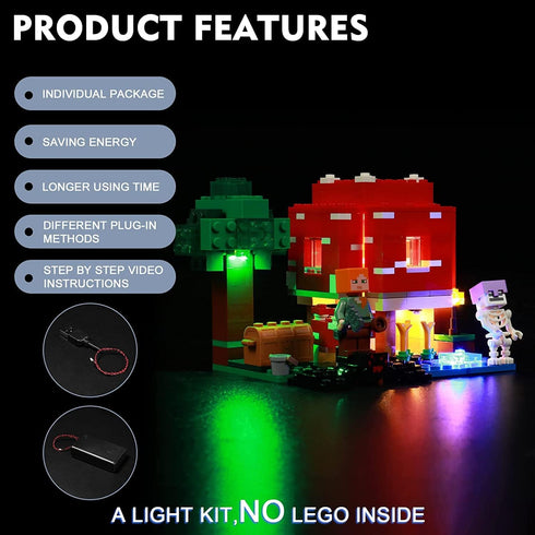 BrickBling LED Light for Lego Mushroom House 21179 Building Kit - Creative Light Kit for Playset