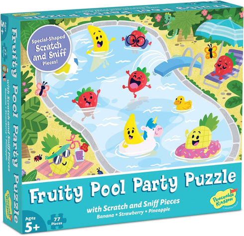 Peaceable Kingdom Scratch & Sniff Puzzles – Fruity Pool Party - 77pc Sensory Puzzle for Kids Ages 5 & Up