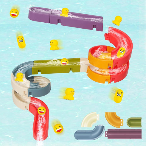 Bath Toys Water Ball Track for Kids - 37 Pcs DIY Take Apart Set for Wall Bathtub Slide Gift for Children
