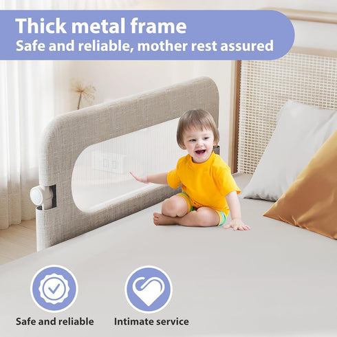 Baby Bed Rails Guard for Toddlers, 32" Adjustable Heights & Foldable Portable Bedrail for Queen, Full, King, Twin Beds