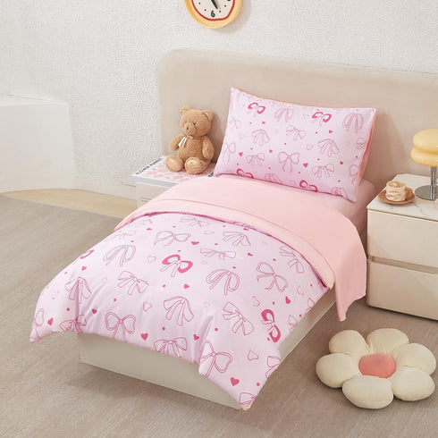 4 Set Set URBONUR Piece Toddler Bedding - Soft and Breathable Crib Bedding for Girls, Includes Comforter, Fitted Sheet