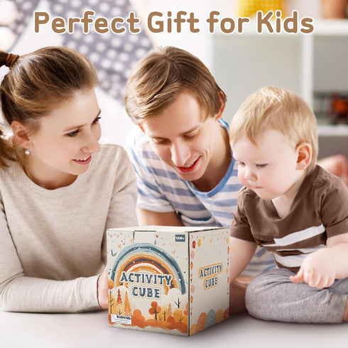1+ 12-18 1 2 3 1-3 Vanplay Montessori Toys for Year Old Girls Boy Gifts, Wooden Sensory Activity Cube for Babies