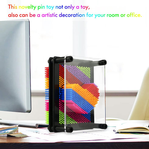 LXS 3D Pin Art Board Toy, Colorful Plastic Board Size (3.75 x 5 inches), Classic Pin Impression Art Toy for Kids