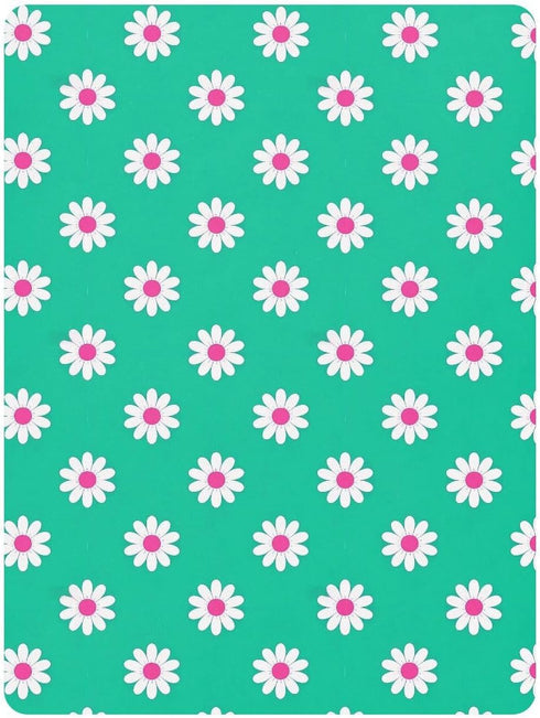 miaozhen 1 Pack 52x28 Cotton Baby Crib Sheets for Boys Girls Ultra Soft Daisy Flower Cyan White Crib Mattress Sheet