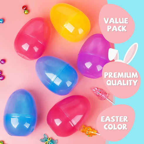 PNIOTAIN 6 6 Inch Pcs Large Easter Eggs Fillable, Colorful Jumbo Plastic Empty Egg Stand Upright for Easter Eggs Hunt