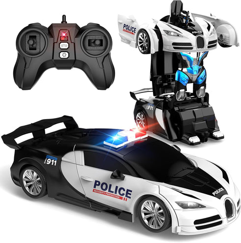 Remote Control Car, One-Click Becoming Robot Transforming Toys Car for Boys, Smooth