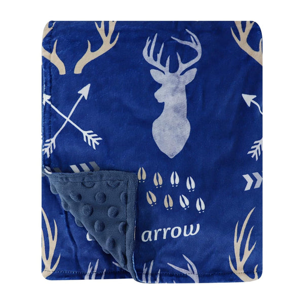 GFU Baby Blanket 30 x 40 Inch, Soft Minky Infant Receiving Blanket with Antler Arrow Print