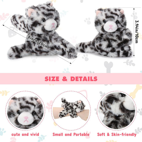 8 Pack 8 Inch Liliful Kids Plush Gifts Stuffed Animal Cat Slap Bracelets - Graduation Class Prizes Toys Wrist Band Cute