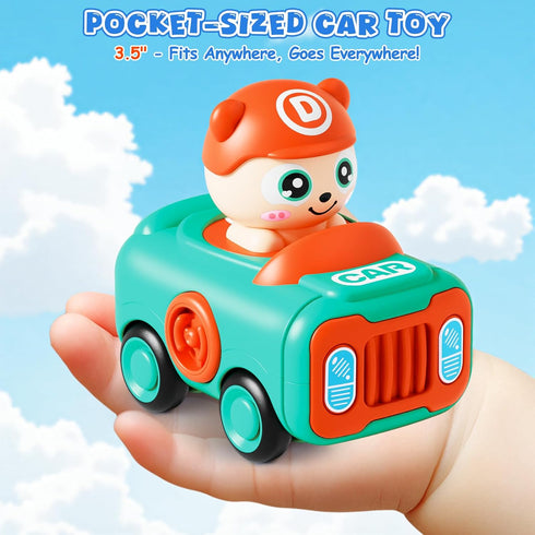 1-3, 4PCS Set 12-18 1st 1-2 Keamaidy Baby Car Toys for Toddler Press to Go Push Car, Infant Play Whistle Vehicle Toy