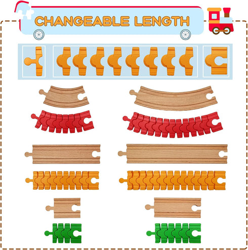 Set, 64 Pack 3+ Wooden Train Track Accessories pcs Train Track Connector, Compatible with All Major Brands Tracks