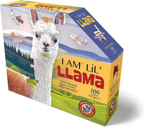 Madd Capp Puzzles Jr. - I AM Lil’ Llama - 100 Pieces Animal Shaped Jigsaw Puzzle