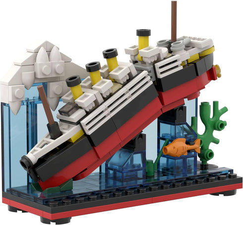 247 PCS MOC RMS Cruise Sank Titanic Break in Half Toy Building Blocks with Case, Ship Boat Kits Model