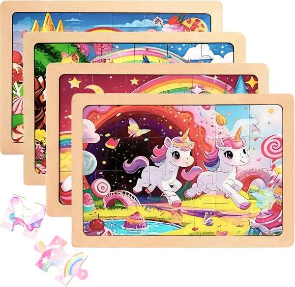 Wooden Puzzles for Kids Ages 3-5, Wood Jigsaw Puzzles, Unicorn Theme Educational