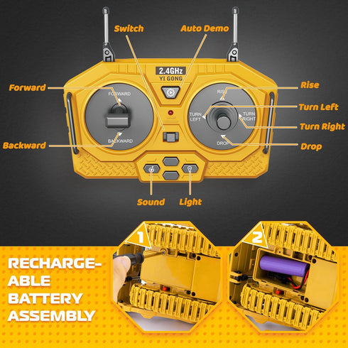Bulldozer Bulldozer 6 7 8-12 3-5 Samtop Rc Toys - Remote Control Construction Vehicles Trucks for Boys Kids Age - Metal