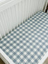 Dusty Blue Gingham Muslin Crib Sheet by Mebie Baby, Soft and Breathable Bed Sheets for Babies, Modern Neutral Bedding