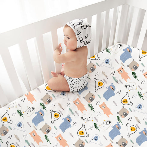 2 Pack 28x52 Little Grape Land Crib Sheets Baby Toddler Sheets Fitted for Boys Girls, Standard Size Crib Mattress