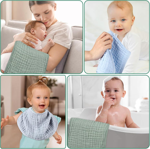 10 Pack 20x10Inch, 10 Synrroe Muslin Burp Cloths, Mixed Colors, Soft Absorbent Baby Burping Rags