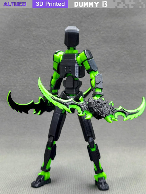 Preassembled Black T13 Action Figure with Multiple Accessories, 3D Printed Multi-Jointed Titan 13 Desktop Toy
