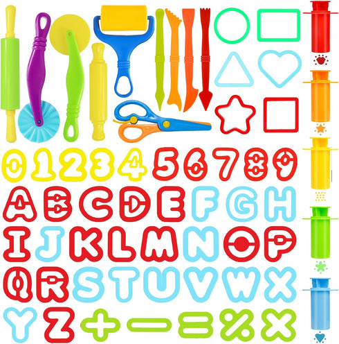 LCY WEDSHI Dough Tool Set, 62 Pcs Dough Tools Sets for Kids