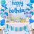 BEISHIDA Blue Happy Birthday Balloons Banner, 16 Inch Mylar Foil Birthday Letters Balloons for Kids Adults Ocean Theme