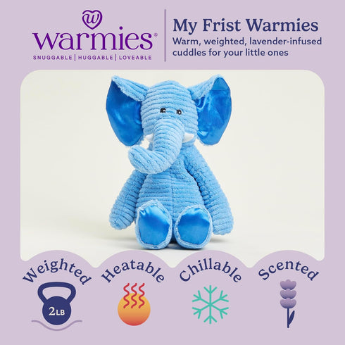 warmies Microwavable & Weighted Stuffed Animals, Elephant - Heated Stuffed Animal Plushie for Warmth & Comfort - Cute